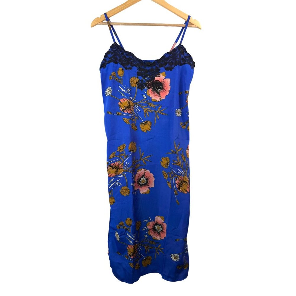 VTG Wet Seal Floral Slip‎ Dress 90s Y2K whimsical Lace Detail midi dress sz M